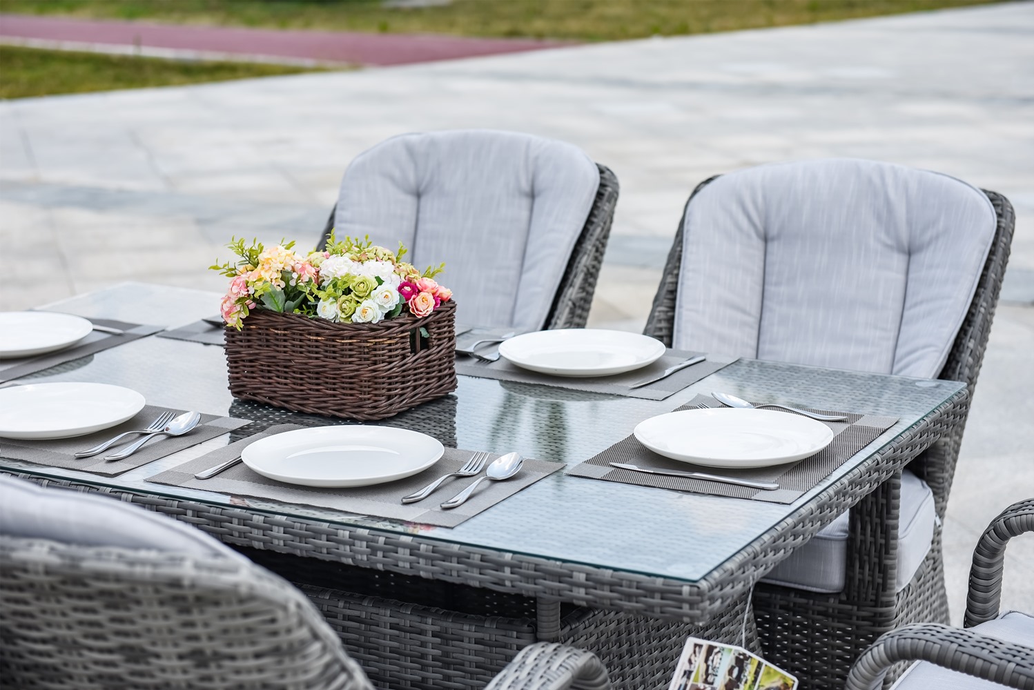 PAD-1712 / 6 Seat Rectangle - Wicker Dining Set - Eton Chair 